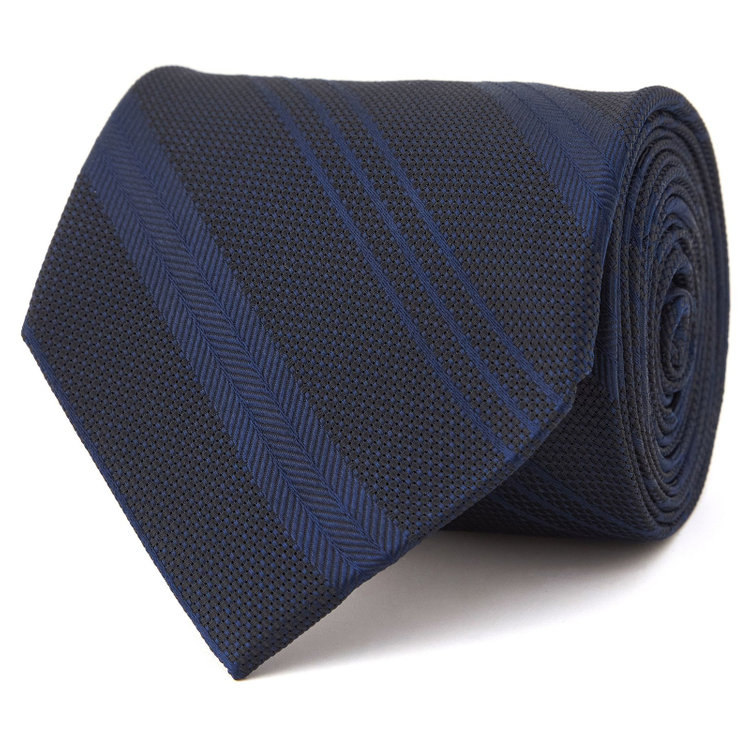 シルバーライン  【SILVER LINE】シルクブレンドストライプネクタイ 8.0cm幅/ネイビー その他