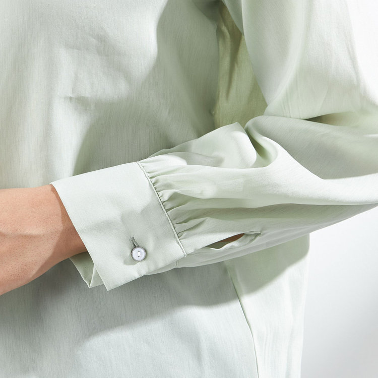 シルバーライン 【SL/長袖】バンドカラー比翼仕様/グリーン/「ストレッチ」「通気性」「吸水・速乾」 緑淡色