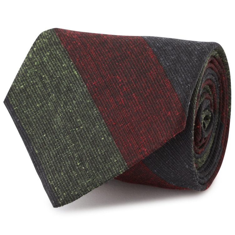 シルバーライン 【SILVER LINE】シルクストライプネクタイ 9.0cm幅/グレー×ワイン×グリーン/JAPAN MADE その他