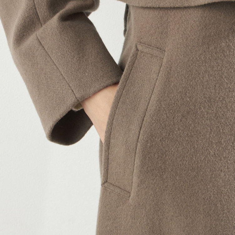 シルバーライン スタンドカラーアシンメトリーコート/モカ 緑中間