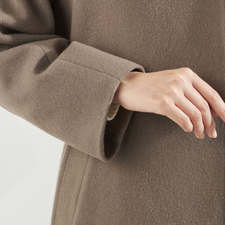 シルバーライン スタンドカラーアシンメトリーコート/モカ 緑中間