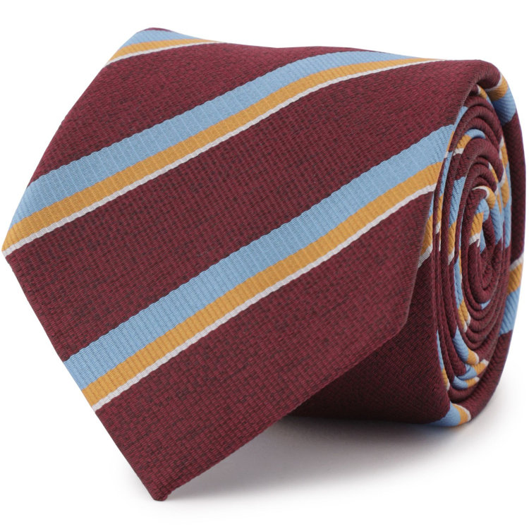 シルバーライン 【BLACK LINE】ポリエステルシルクストライプネクタイ 7.5cm幅/ワイン その他