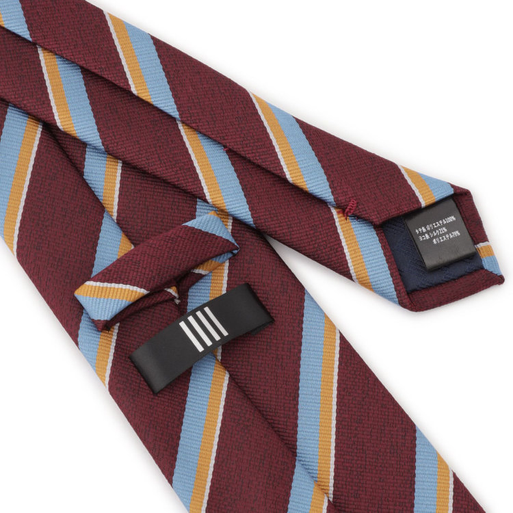 シルバーライン 【BLACK LINE】ポリエステルシルクストライプネクタイ 7.5cm幅/ワイン その他