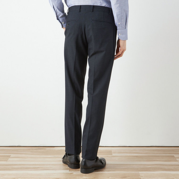 ブラックライン 【SLIM TAPERED_2】【秋冬】2釦シングルスリーピーススーツ 0タック/ネイビー/ウエストシャーリング/4S SUSTAINABILITY&ECOLOGY FABRIC/※パンツ裾上げ済仕様 紺濃色