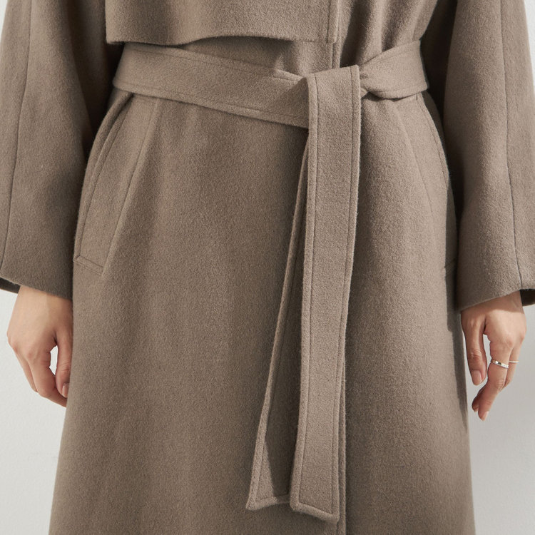 シルバーライン スタンドカラーアシンメトリーコート/モカ 緑中間