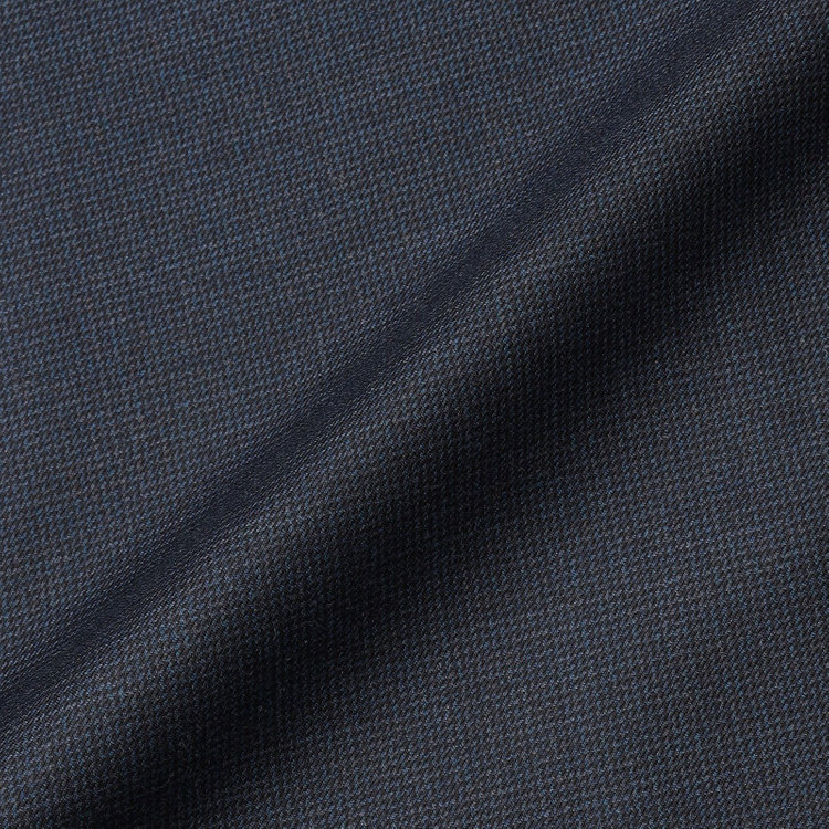シルバーライン 【CLASSICO TAPERED】【秋冬】2釦シングルスーツ 1タック/ネイビー×メランジ調ハウンドトゥース柄/ウエストムーブ/Ermenegildo Zegna Traveller /※裾上げ必要 紺濃色