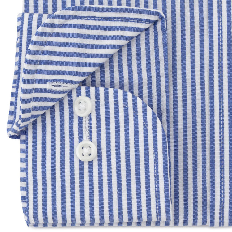 シルバーライン 【SILVER LINE】【形態安定】ボタンダウンドレスワイシャツ/ブルー＆ホワイト×ストライプ 青濃色