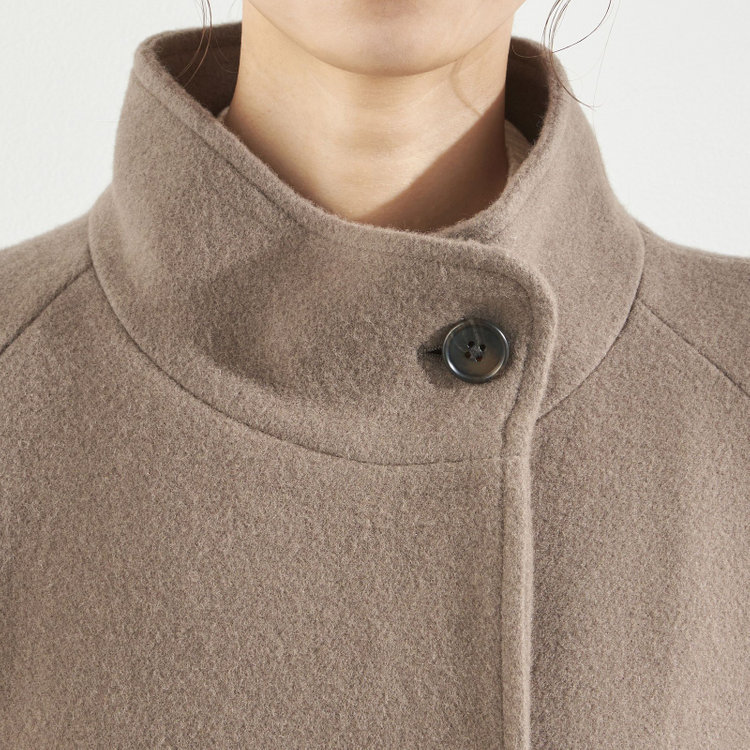 シルバーライン スタンドカラーアシンメトリーコート/モカ 緑中間