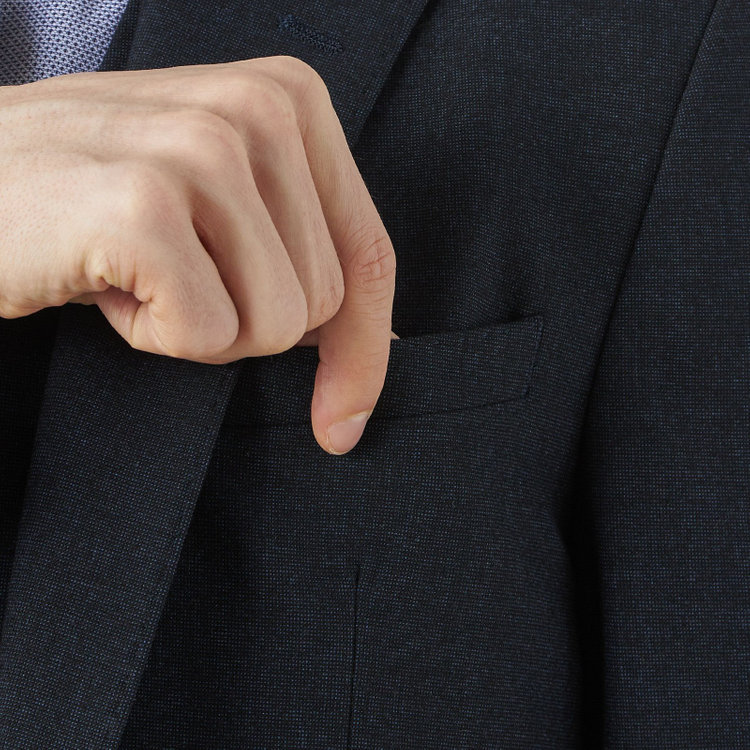 ブラックライン 【SLIM TAPERED_2】【秋冬】2釦シングルスリーピーススーツ 0タック/ネイビー/ウエストシャーリング/4S SUSTAINABILITY&ECOLOGY FABRIC/※パンツ裾上げ済仕様 紺濃色