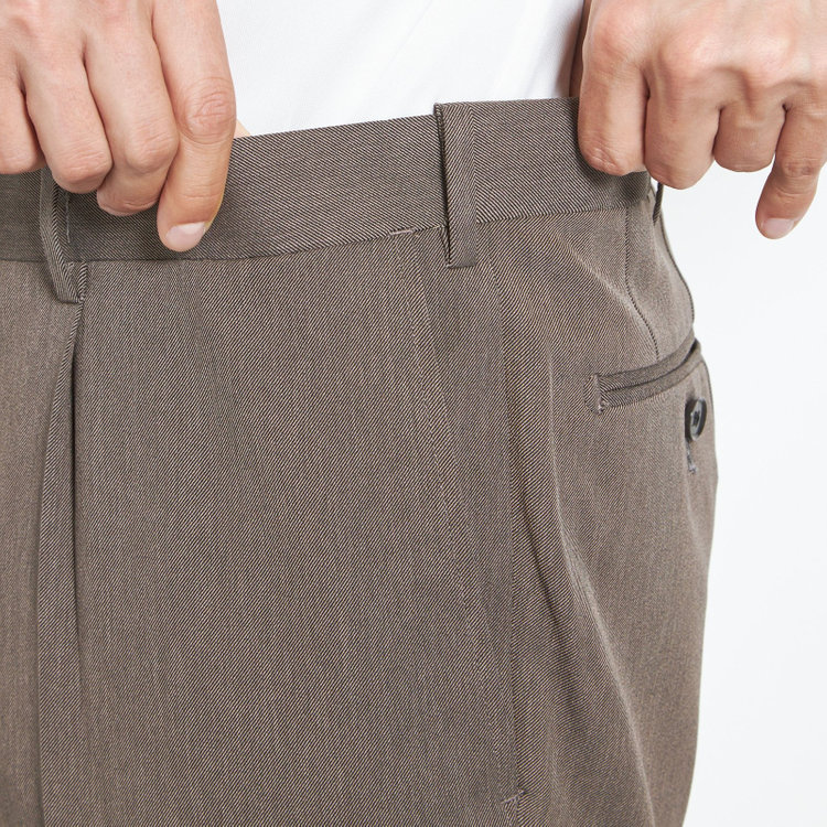 シルバーライン 【CLASSICO TAPERED】【春夏】1タックテーパードパンツ/ブラウン/ウエストムーブ仕様/4S SUSTAINABILITY&ECOLOGY FABRIC/※裾上げ済仕様 茶淡色