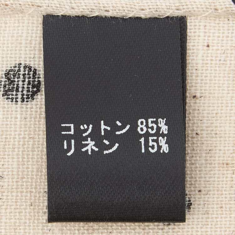 シルバーライン コットンリネンポケットチーフ/ベージュ×ブラックドット 白