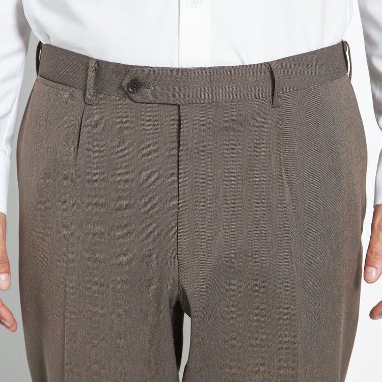 シルバーライン 【CLASSICO TAPERED】【春夏】1タックテーパードパンツ/ブラウン/ウエストムーブ仕様/4S SUSTAINABILITY&ECOLOGY FABRIC/※裾上げ済仕様 茶淡色