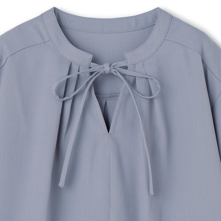 シルバーライン 【SILVER LINE/長袖】リボン付きブラウス/グレー 青淡色