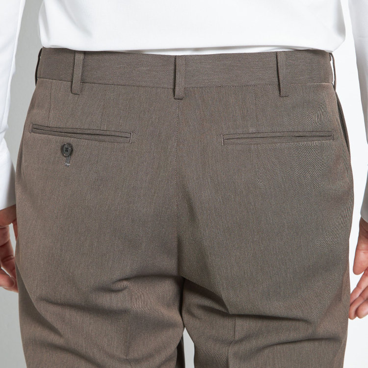 シルバーライン 【CLASSICO TAPERED】【春夏】1タックテーパードパンツ/ブラウン/ウエストムーブ仕様/4S SUSTAINABILITY&ECOLOGY FABRIC/※裾上げ済仕様 茶淡色
