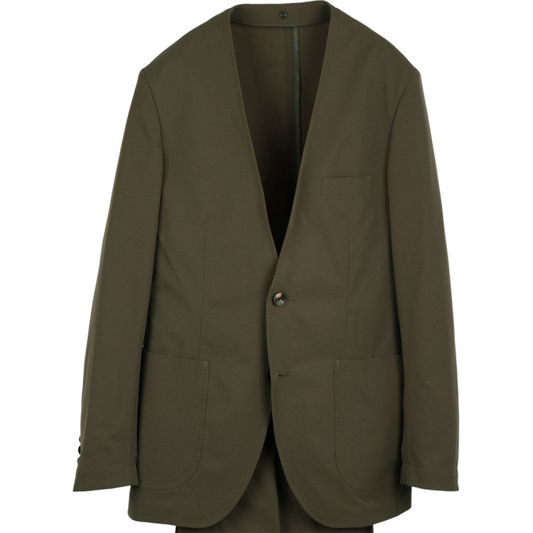 スーツセレクト 【WEB限定/OUTLET】【RBC】【春夏】スペアパンツ付き/3WAYワイド&ピークドラペル＆ノーカラー2釦シングルスーツ 1タック＆2タック/カーキ/ドローコード&ウエストシャーリング/※パンツ裾上げ済仕様/ウォッシャブル カーキ系(濃緑)