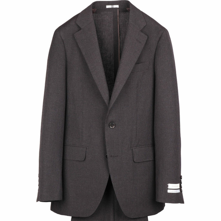 スーツセレクト 【CLASSICO TAPERED】【春夏】2釦シングルスーツ 1タック/ブラウン＆ブラック×ハウンドトゥース/RE:NEWOOL ブラウン系(茶)