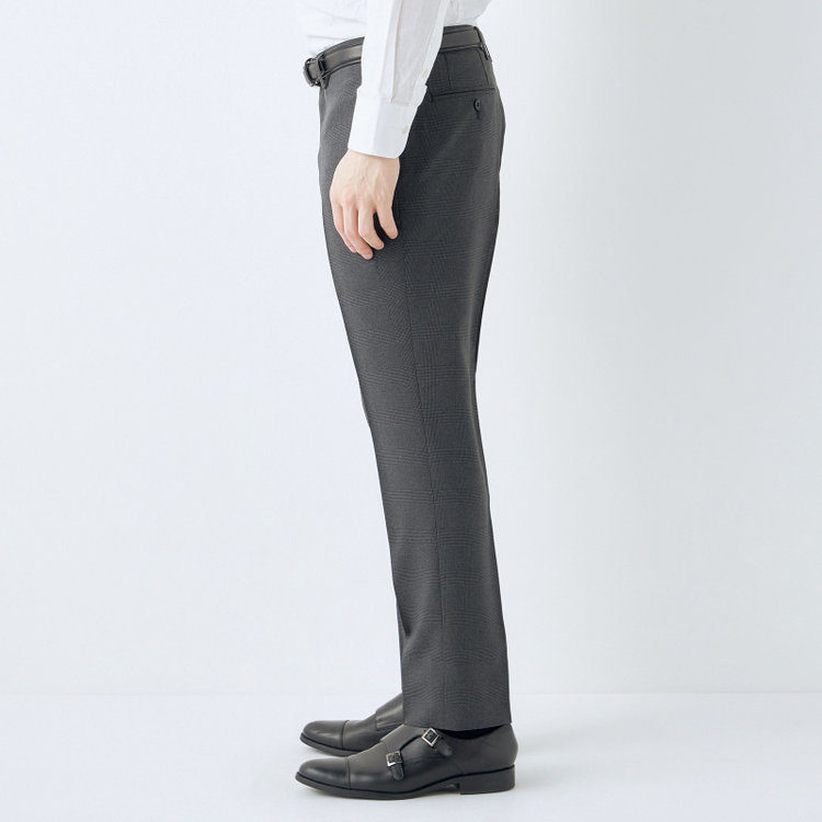 ブラックライン 【KSW】【春夏】0タックパンツ/グレー×チェック/※裾上げ済仕様 グレー中間