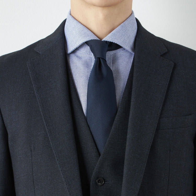 ブラックライン 【SLIM TAPERED_2】【秋冬】2釦シングルスリーピーススーツ 0タック/ネイビー/ウエストシャーリング/4S SUSTAINABILITY&ECOLOGY FABRIC/※パンツ裾上げ済仕様 紺濃色