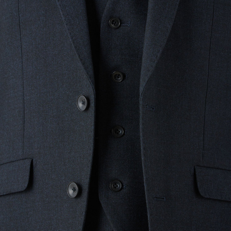 ブラックライン 【SLIM TAPERED_2】【秋冬】2釦シングルスリーピーススーツ 0タック/ネイビー/ウエストシャーリング/4S SUSTAINABILITY&ECOLOGY FABRIC/※パンツ裾上げ済仕様 紺濃色