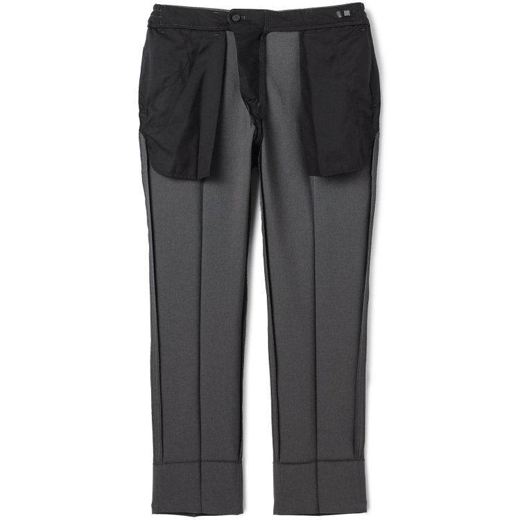 ブラックライン 【WEB限定】【発送在庫あり】【SLIM TAPERED】【年間】ウォッシャブル0タックテーパードパンツ/グレー/ウエストシャーリング/裾上げ済仕様 グレー中間