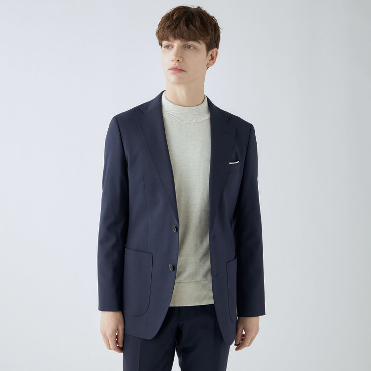 【4S CROSS】【年間】セットアップジャケット/ネイビー×カルゼ/パッチポケット