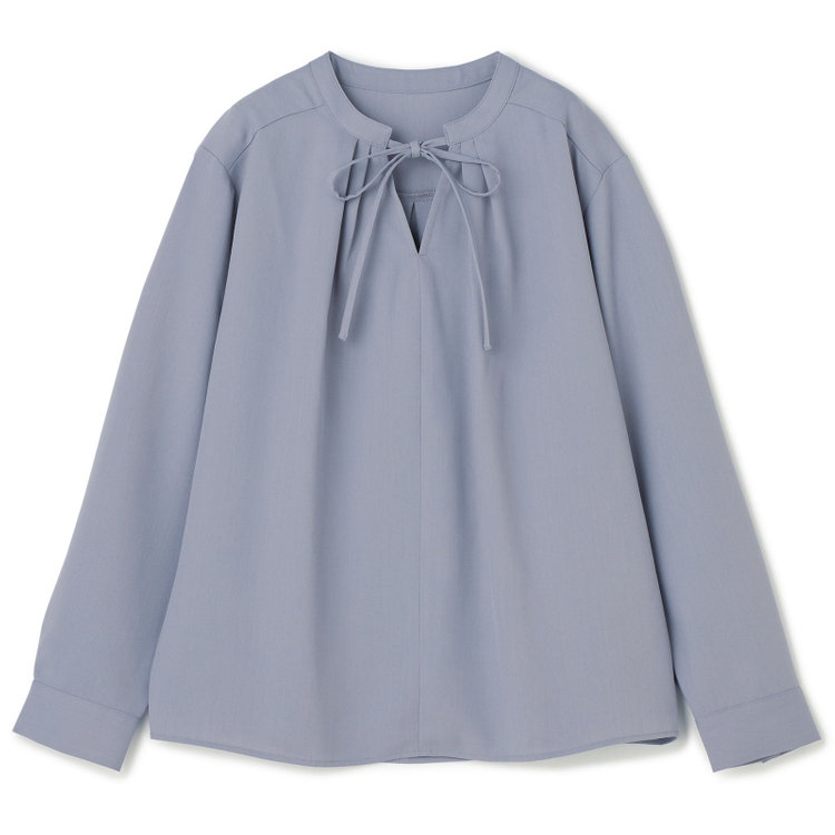 シルバーライン 【SILVER LINE/長袖】リボン付きブラウス/グレー 青淡色