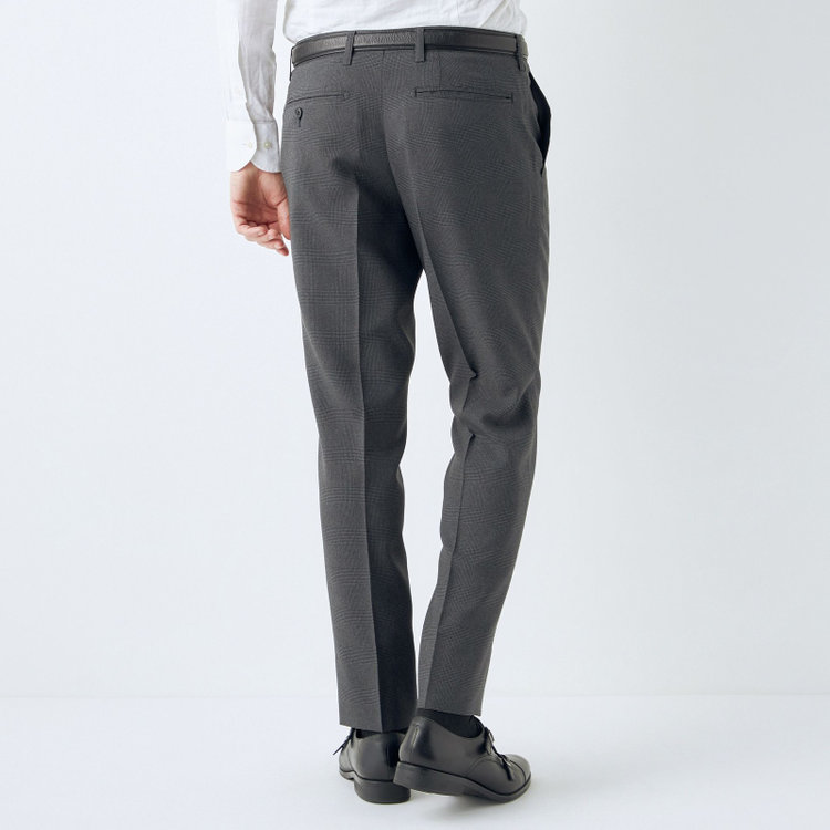 ブラックライン 【KSW】【春夏】0タックパンツ/グレー×チェック/※裾上げ済仕様 グレー中間