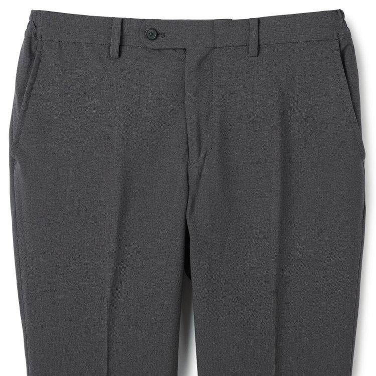 ブラックライン 【WEB限定】【発送在庫あり】【SLIM TAPERED】【年間】ウォッシャブル0タックテーパードパンツ/グレー/ウエストシャーリング/裾上げ済仕様 グレー中間