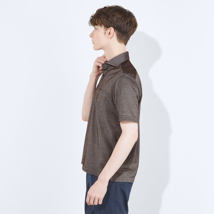 シルバーライン 【RBC/五分袖】カッタウェイビズポロシャツ プルオーバータイプ/ブラウン/4S コットンブレンド 茶中間