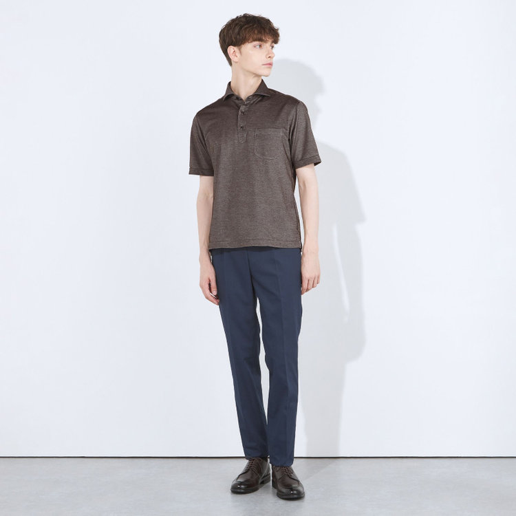 シルバーライン 【RBC/五分袖】カッタウェイビズポロシャツ プルオーバータイプ/ブラウン/4S コットンブレンド 茶中間