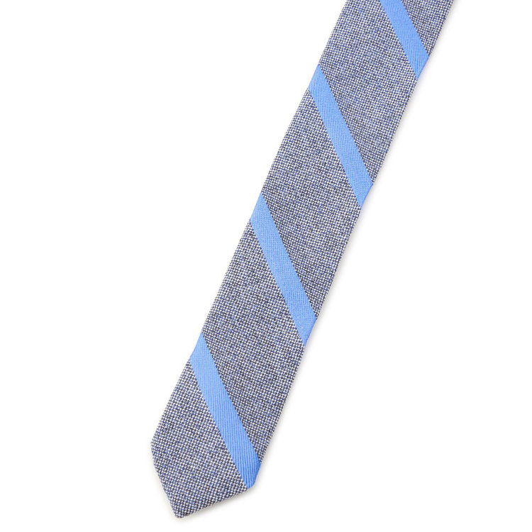 シルバーライン 【SILVER LINE】コットンシルクストライプネクタイ 8.5cm幅/グレーネイビー×ブルー/Finest fabrics by COMO ITALY その他