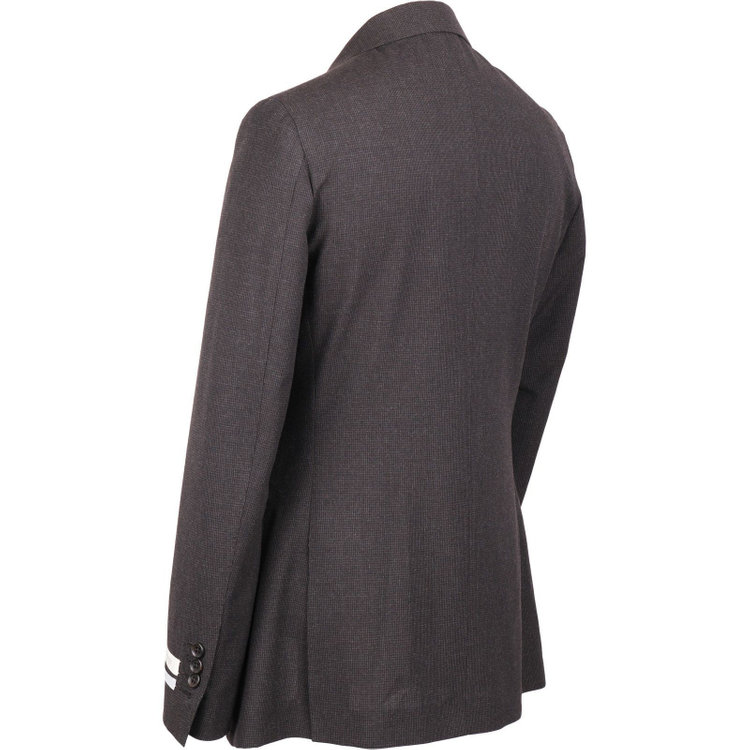 スーツセレクト 【CLASSICO TAPERED】【春夏】2釦シングルスーツ 1タック/ブラウン＆ブラック×ハウンドトゥース/RE:NEWOOL ブラウン系(茶)