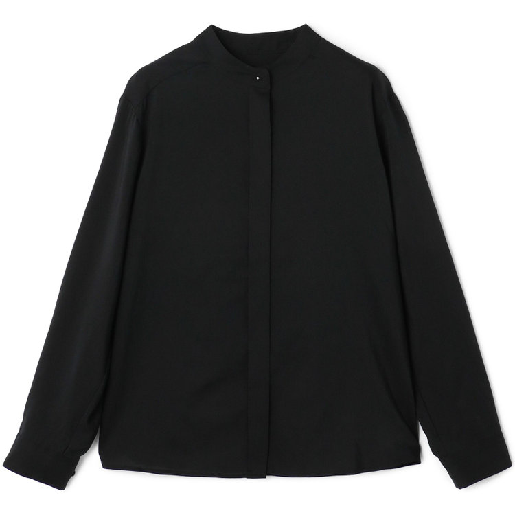 シルバーライン 【SL/長袖】バンドカラーブラウス/比翼仕様/ブラック 黒