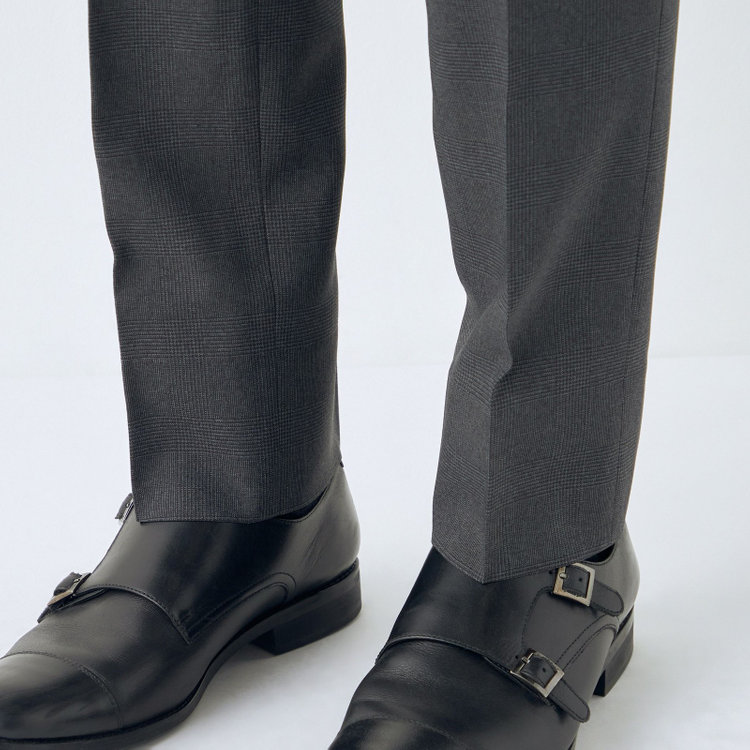 ブラックライン 【KSW】【春夏】0タックパンツ/グレー×チェック/※裾上げ済仕様 グレー中間