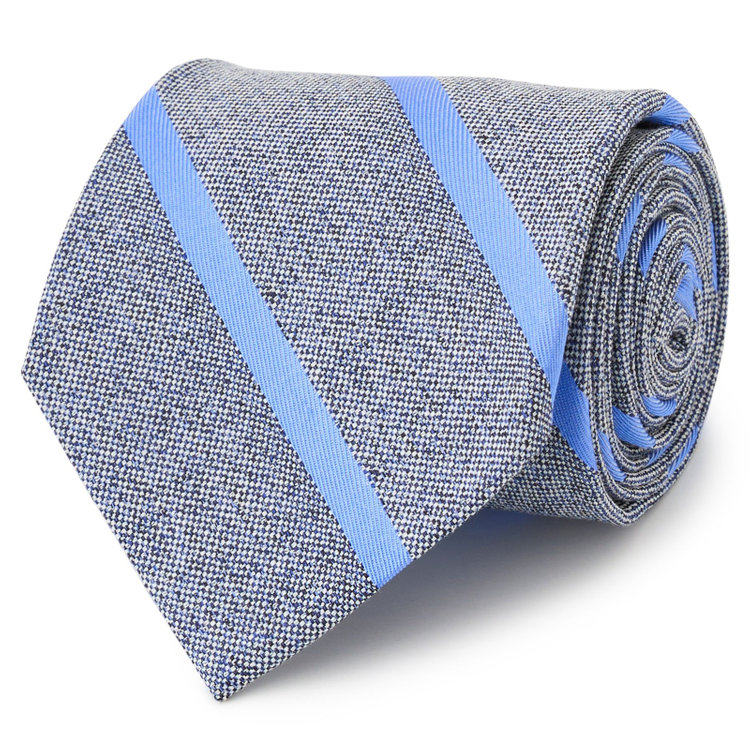 シルバーライン 【SILVER LINE】コットンシルクストライプネクタイ 8.5cm幅/グレーネイビー×ブルー/Finest fabrics by COMO ITALY その他