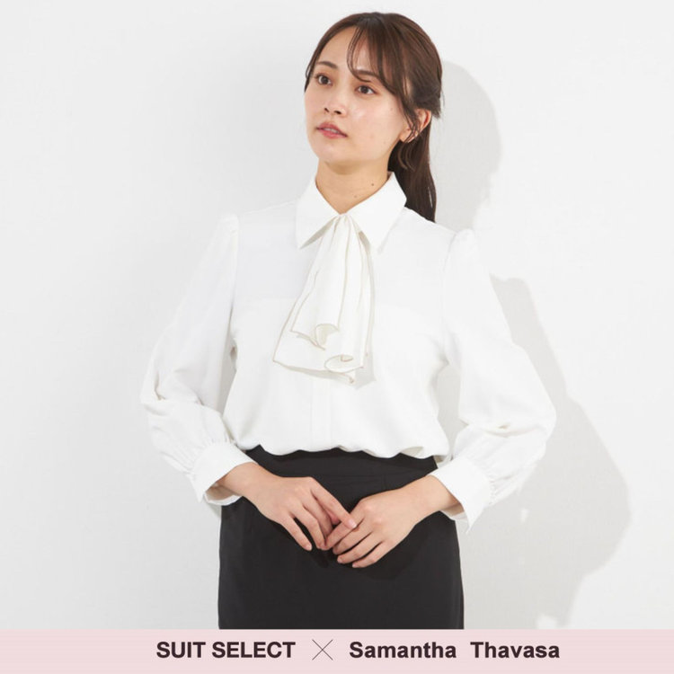 サマンサ 【SUIT SELECT×Samantha Thavasa】【長袖】2WAYボウタイブラウス/ベージュ 白