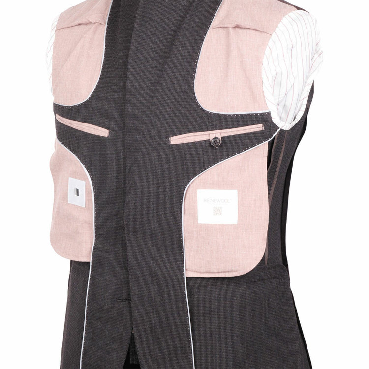 スーツセレクト 【CLASSICO TAPERED】【春夏】2釦シングルスーツ 1タック/ブラウン＆ブラック×ハウンドトゥース/RE:NEWOOL ブラウン系(茶)