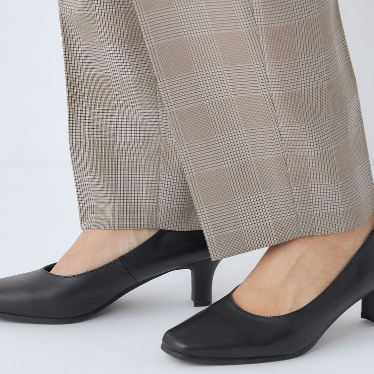 シルバーライン 【SL】【年間】テーパードパンツ/ベージュ×チェック/ウォッシャブル 茶中間