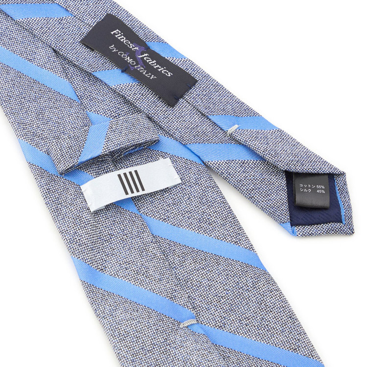 シルバーライン 【SILVER LINE】コットンシルクストライプネクタイ 8.5cm幅/グレーネイビー×ブルー/Finest fabrics by COMO ITALY その他