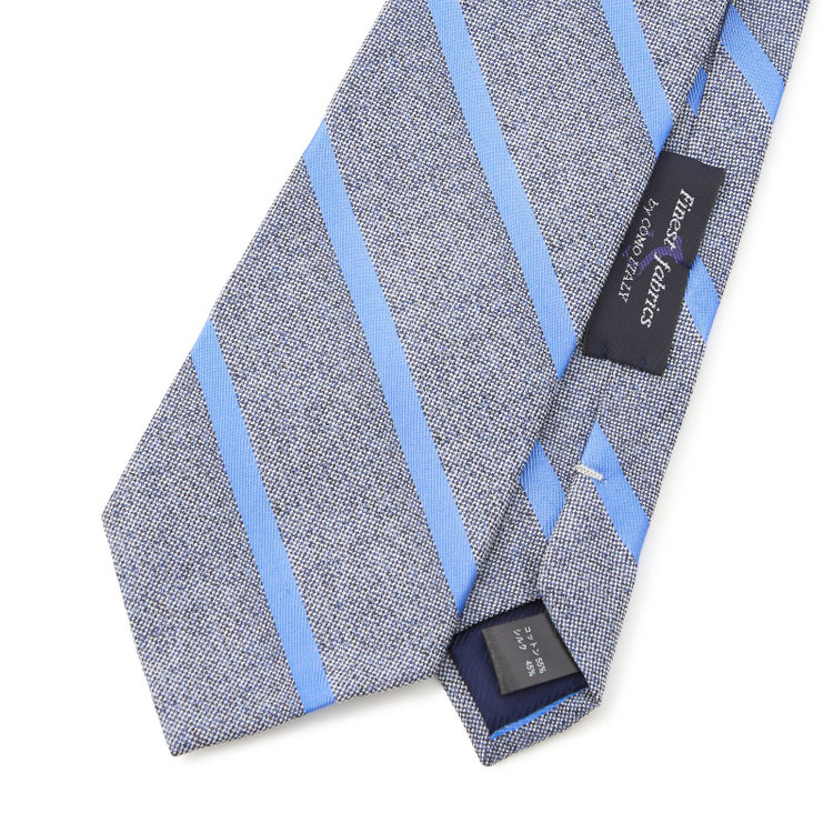 シルバーライン 【SILVER LINE】コットンシルクストライプネクタイ 8.5cm幅/グレーネイビー×ブルー/Finest fabrics by COMO ITALY その他