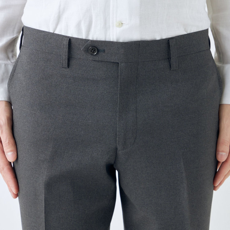 ブラックライン 【KSW】【春夏】0タックパンツ/グレー×チェック/※裾上げ済仕様 グレー中間