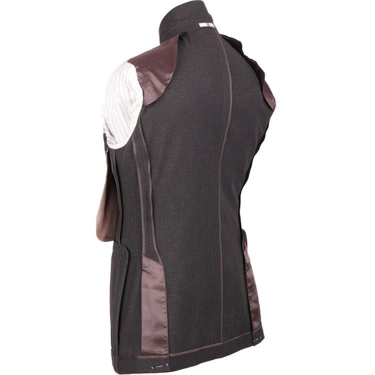 スーツセレクト 【CLASSICO TAPERED】【春夏】2釦シングルスーツ 1タック/ブラウン＆ブラック×ハウンドトゥース/RE:NEWOOL ブラウン系(茶)