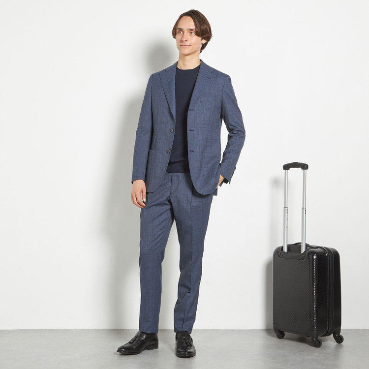 シルバーライン 【CLASSICO TAPERED】【春夏】3釦段返りシングルスーツ 2タック/ネイビー/パッチポケット/ウエストムーブ/MARZOTTO/※裾上げ必要 青濃色