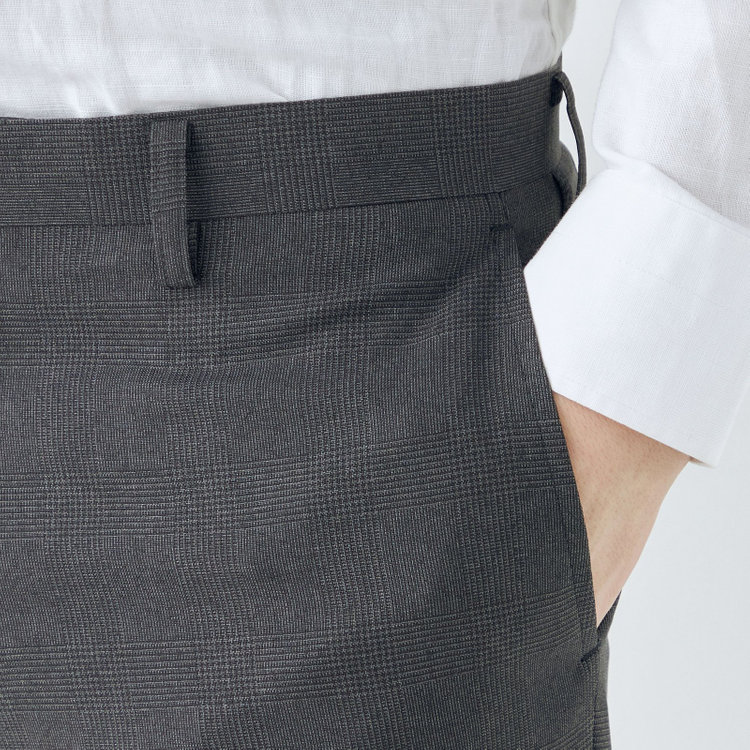 ブラックライン 【KSW】【春夏】0タックパンツ/グレー×チェック/※裾上げ済仕様 グレー中間