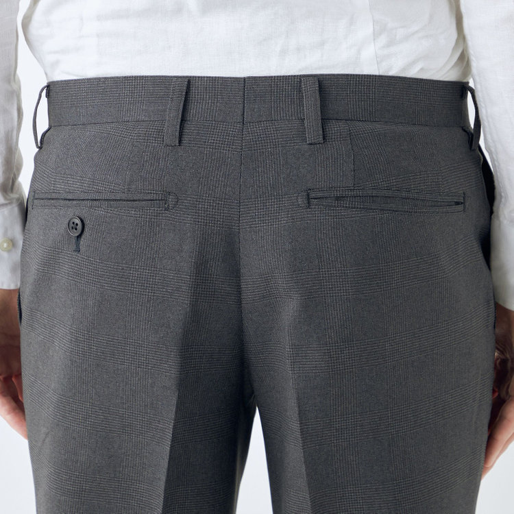 ブラックライン 【KSW】【春夏】0タックパンツ/グレー×チェック/※裾上げ済仕様 グレー中間