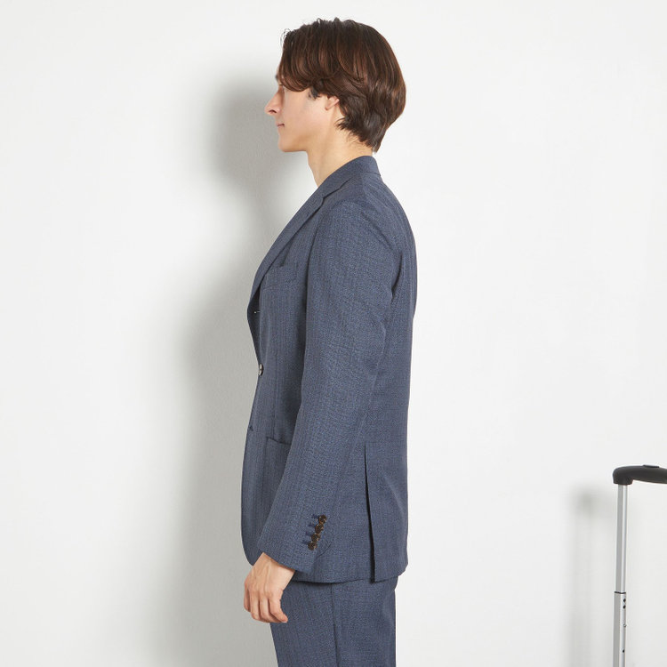 シルバーライン 【CLASSICO TAPERED】【春夏】3釦段返りシングルスーツ 2タック/ネイビー/パッチポケット/ウエストムーブ/MARZOTTO/※裾上げ必要 青濃色