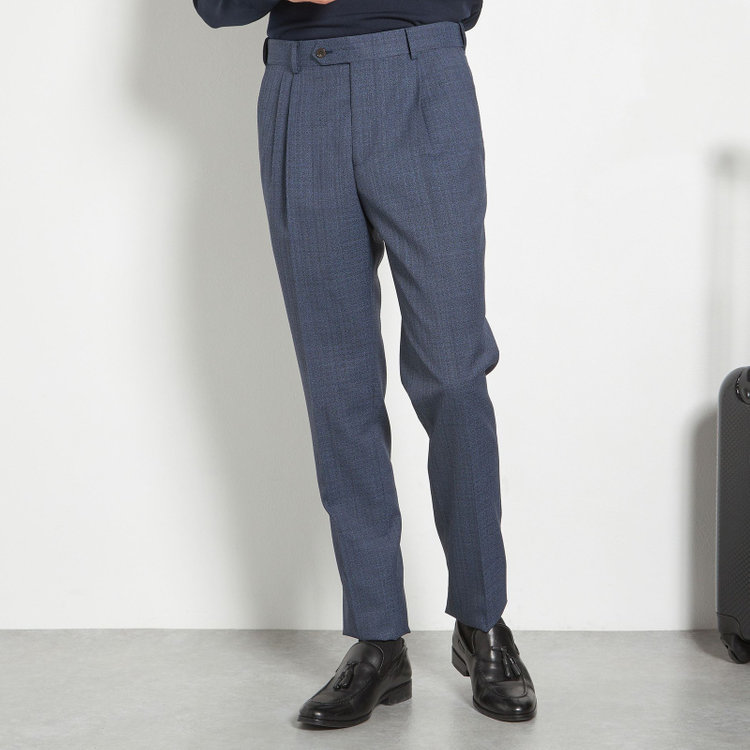 シルバーライン 【CLASSICO TAPERED】【春夏】3釦段返りシングルスーツ 2タック/ネイビー/パッチポケット/ウエストムーブ/MARZOTTO/※裾上げ必要 青濃色