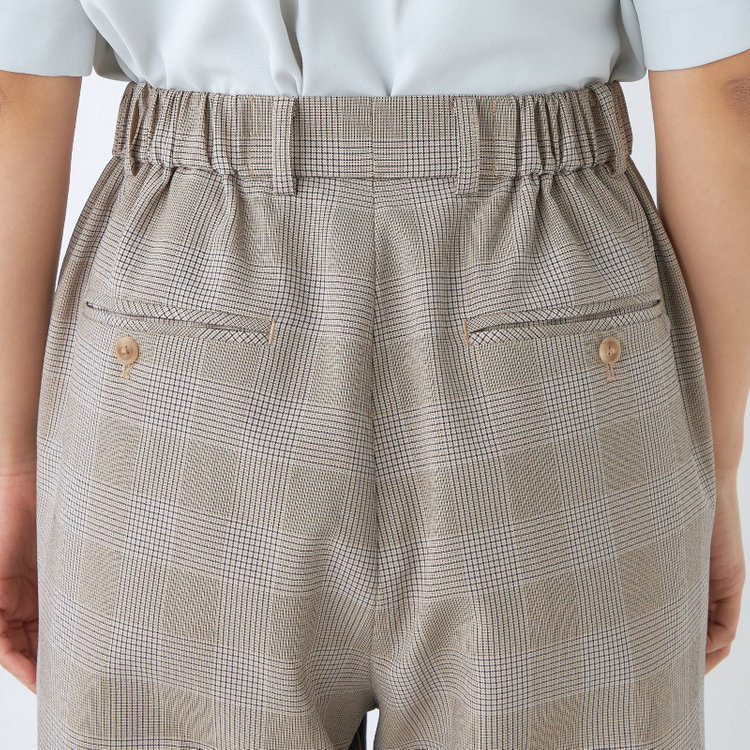 シルバーライン 【SL】【年間】テーパードパンツ/ベージュ×チェック/ウォッシャブル 茶中間