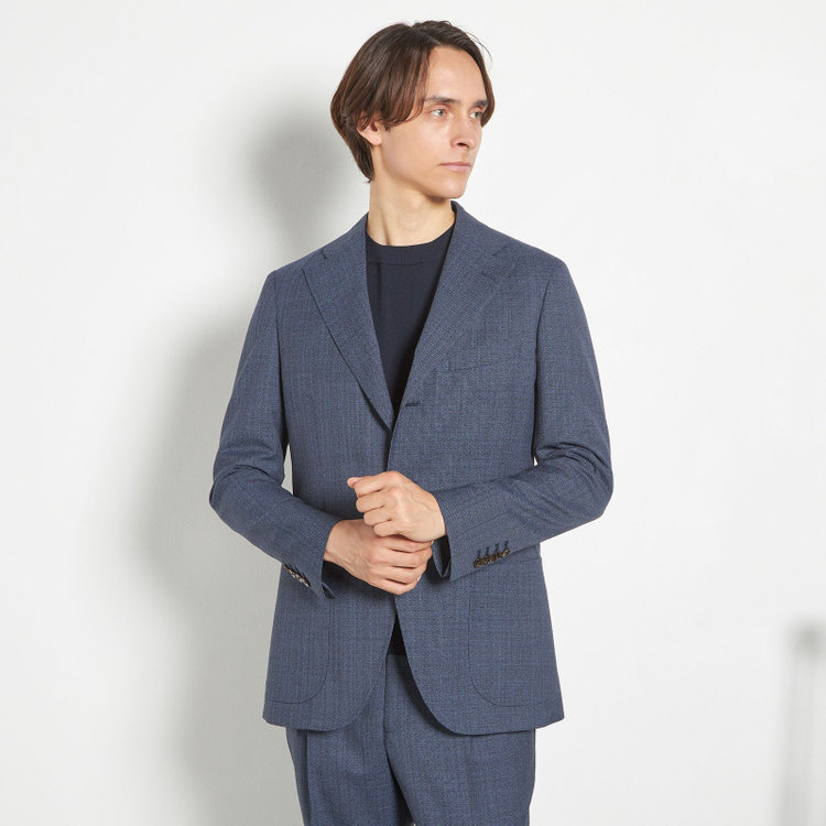 シルバーライン 【CLASSICO TAPERED】【春夏】3釦段返りシングルスーツ 2タック/ネイビー/パッチポケット/ウエストムーブ/MARZOTTO/※裾上げ必要 青濃色