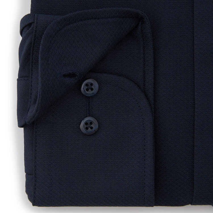 ブラックライン 【発送在庫あり】【BLACK LINE】ホリゾンタルワイドワイシャツ/ネイビー/「4S」スーパーノンアイロン・ストレッチ 紺中間